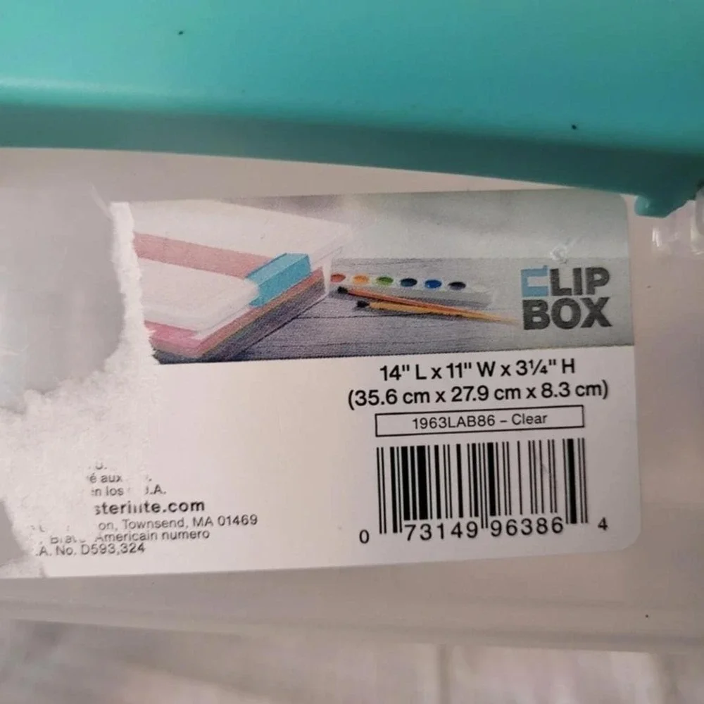 Sterilite Clip Box Clear Storage‎ Container Teal Latches 1963LAB86 14x11x3.25